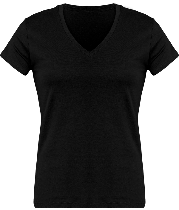 Camiseta Mujer Cuello En V Personalizada Tunetoo Black