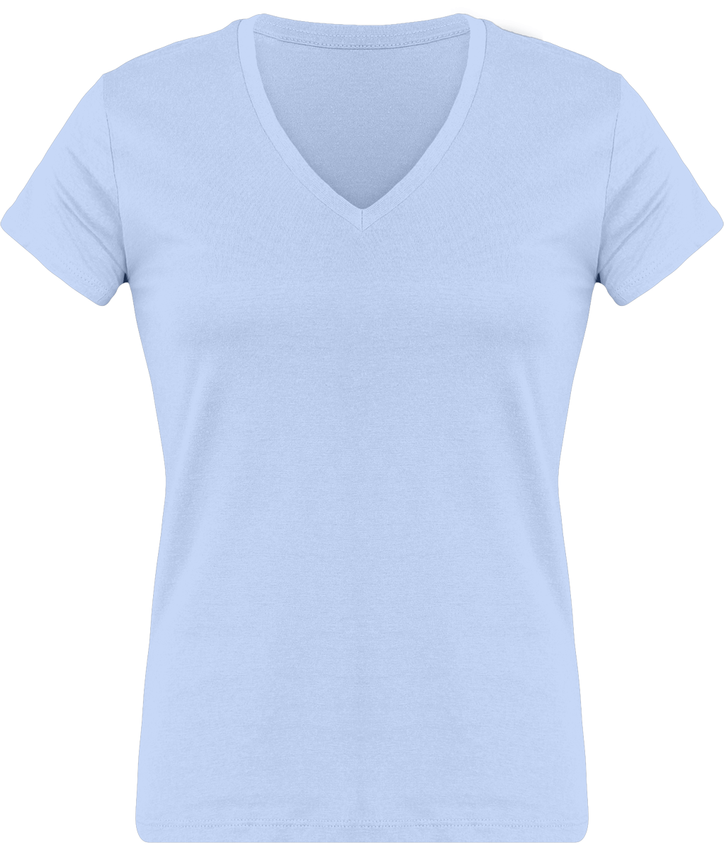 T-Shirt Femme Personnalisé, Féminin Et Confortable Avec Son Col En V Sky Blue