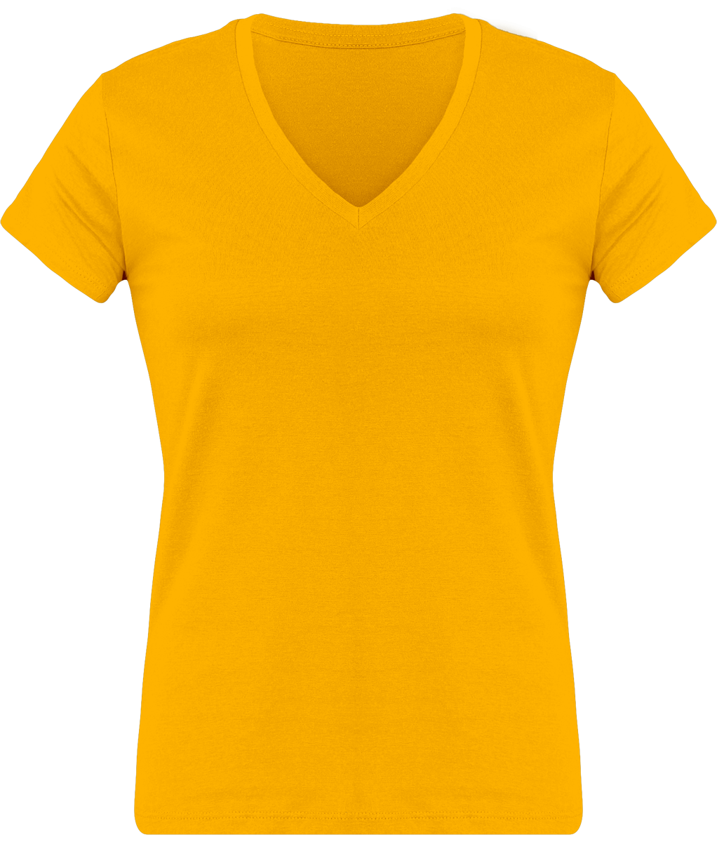 Customizable Women's T-Shirt, Feminine And Comfortable With Its V-Neck Yellow