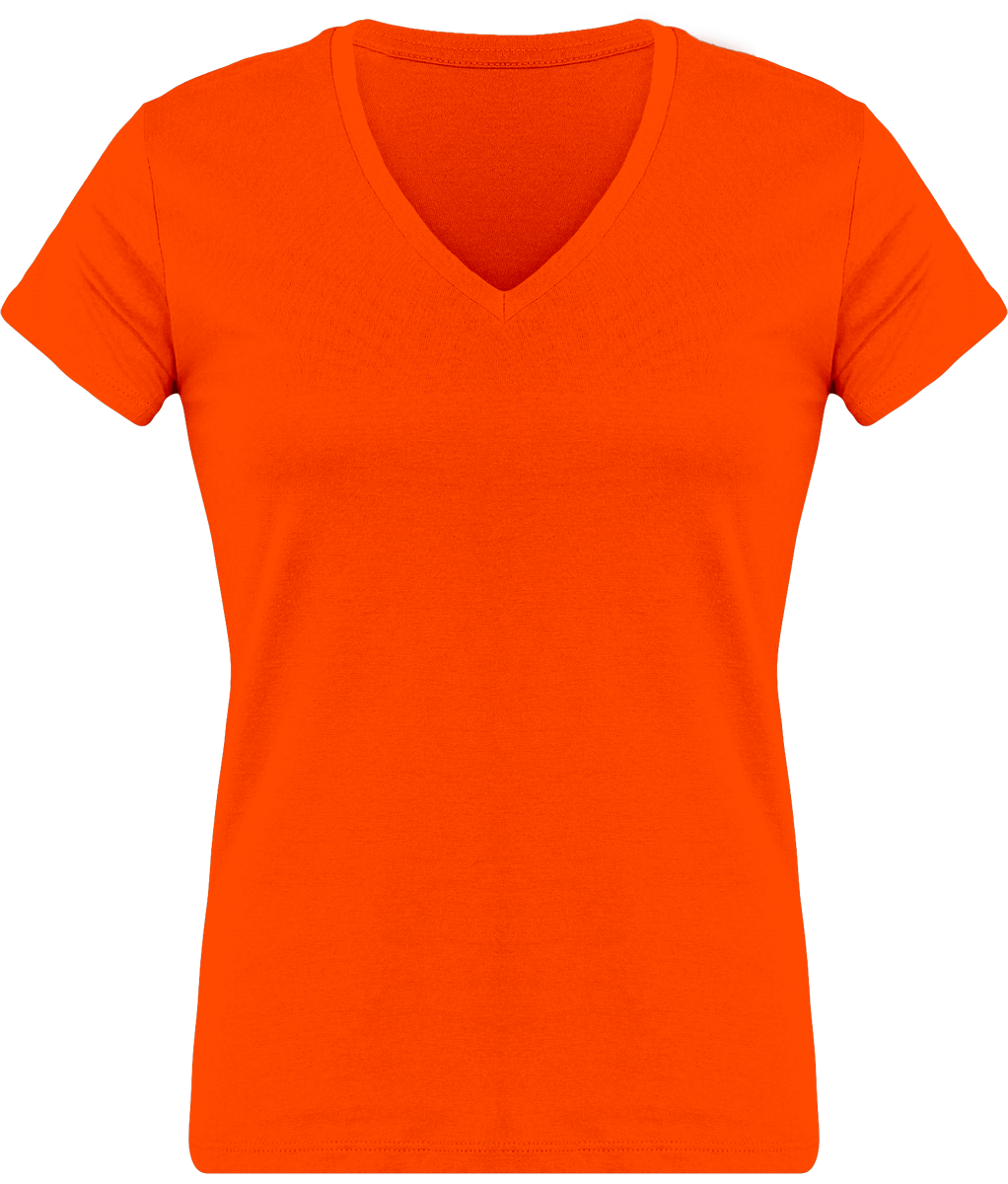 T-Shirt Femme Personnalisé, Féminin Et Confortable Avec Son Col En V Orange