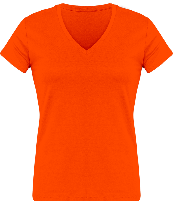 T-Shirt Femme Personnalisé, Féminin Et Confortable Avec Son Col En V Orange