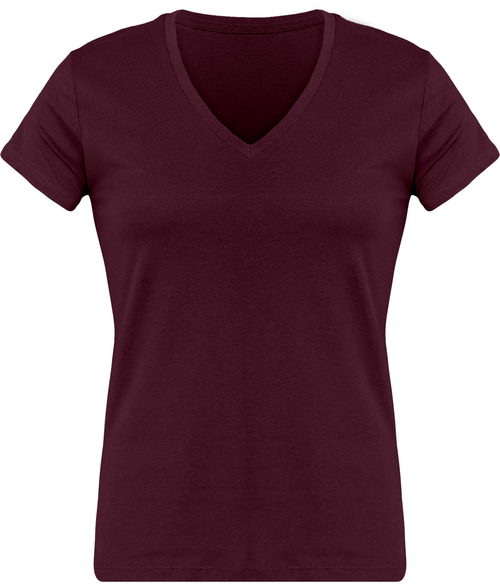 T-Shirt Femme Personnalisé, Féminin Et Confortable Avec Son Col En V Wine