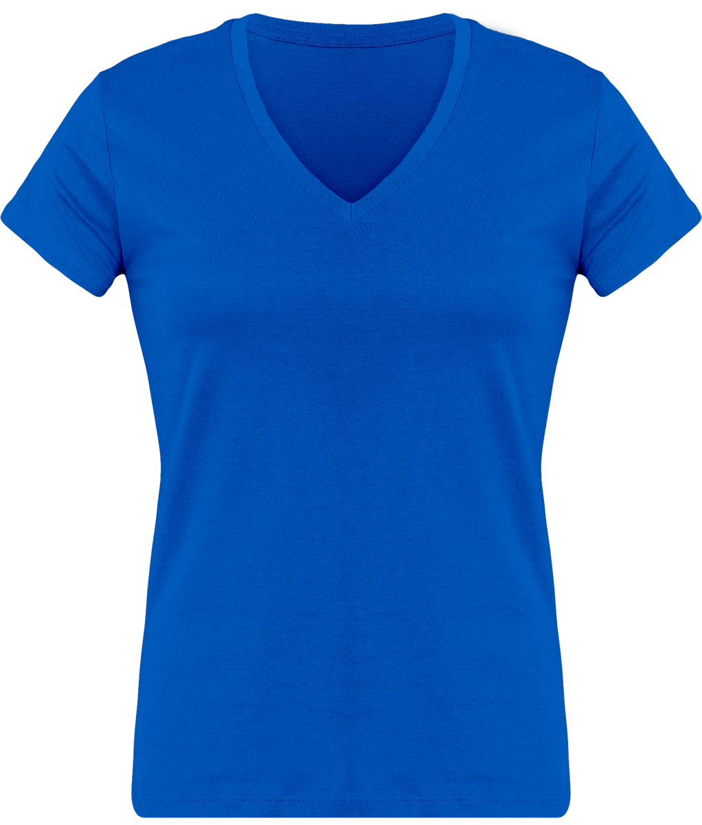 T-Shirt Femme Personnalisé, Féminin Et Confortable Avec Son Col En V Light Royal Blue