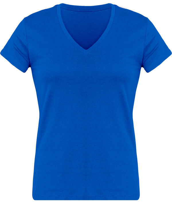 T-Shirt Femme Personnalisé, Féminin Et Confortable Avec Son Col En V Light Royal Blue