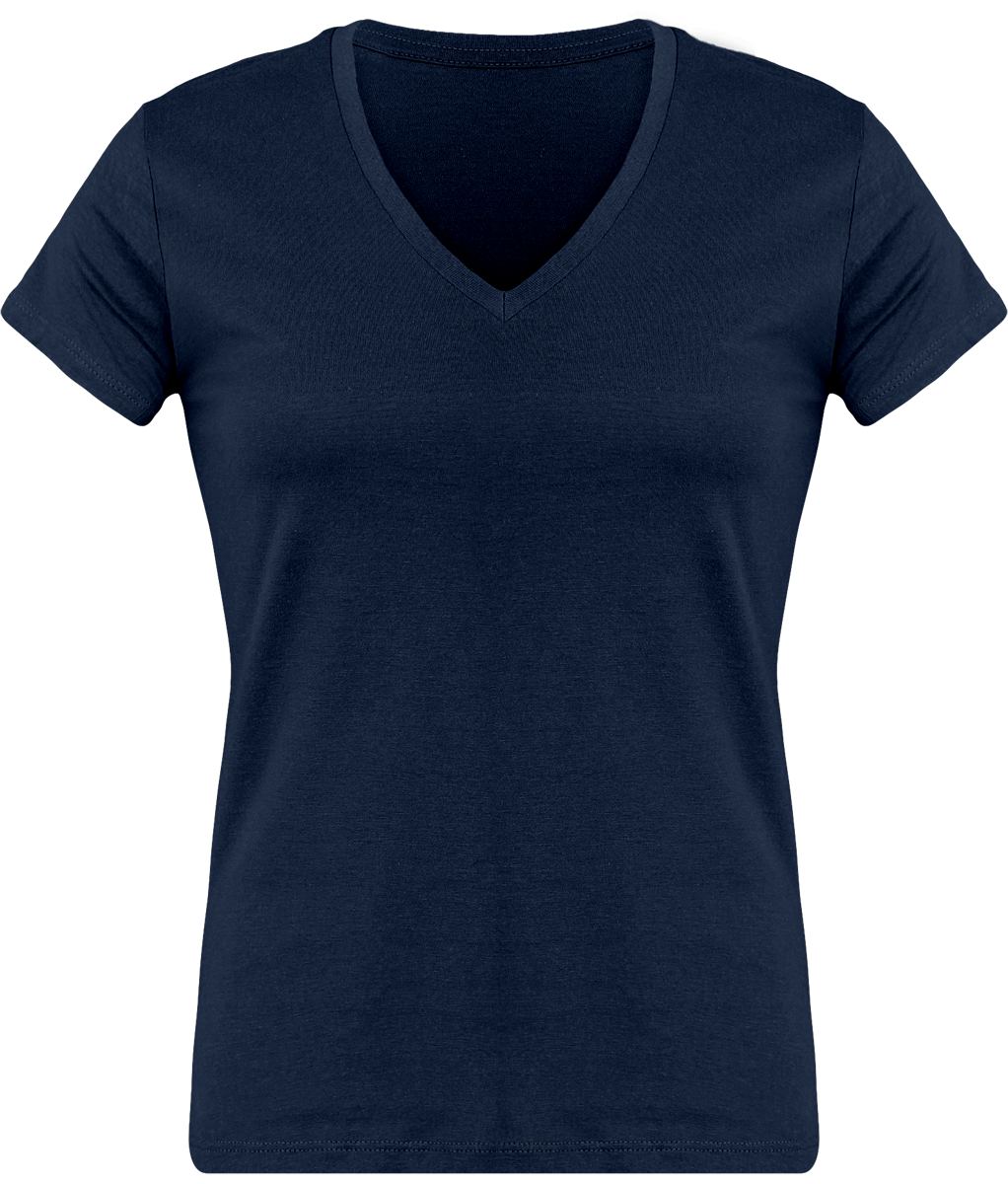 T-Shirt Femme Personnalisé, Féminin Et Confortable Avec Son Col En V Navy
