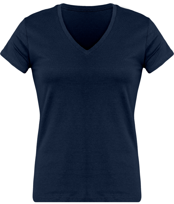 T-Shirt Femme Personnalisé, Féminin Et Confortable Avec Son Col En V Navy