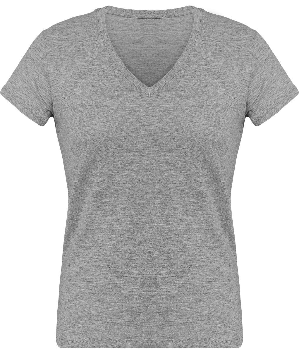 T-Shirt Femme Personnalisé, Féminin Et Confortable Avec Son Col En V Oxford Grey