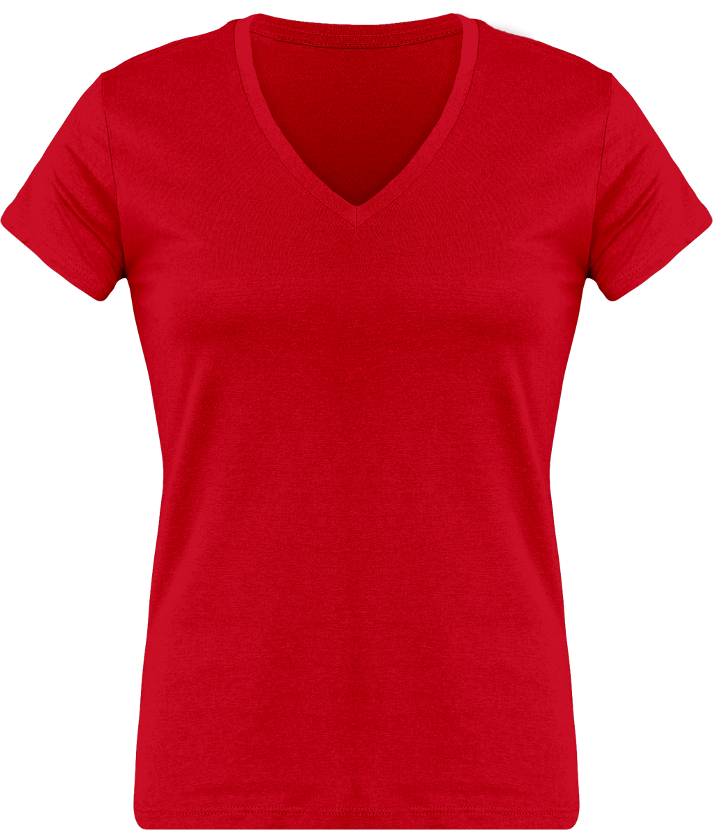 T-Shirt Femme Personnalisé, Féminin Et Confortable Avec Son Col En V Red
