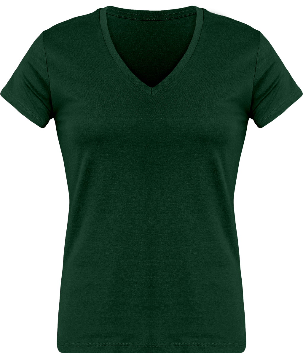 T-Shirt Femme Personnalisé, Féminin Et Confortable Avec Son Col En V Forest Green