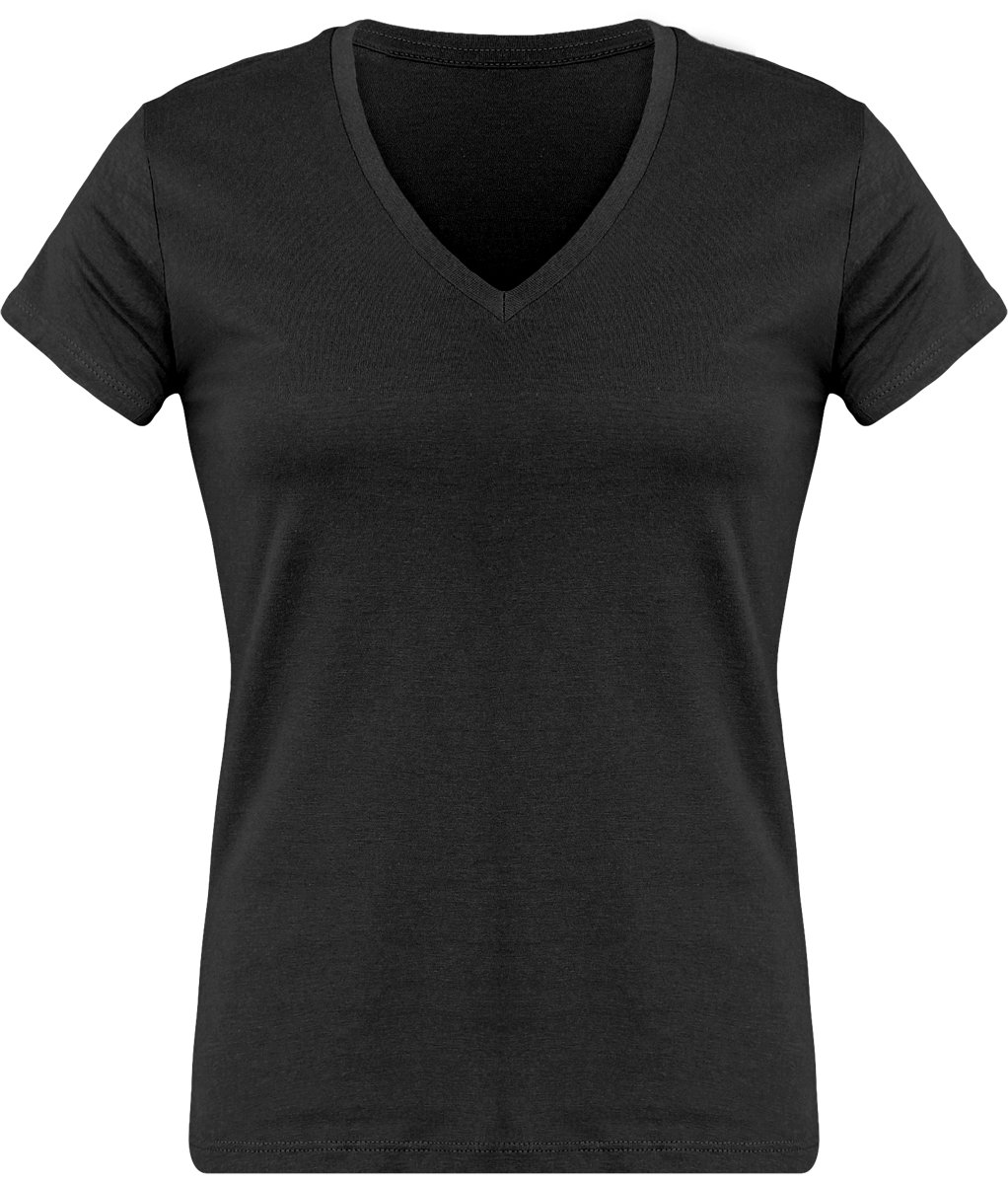 Customizable Women's T-Shirt, Feminine And Comfortable With Its V-Neck Dark Grey