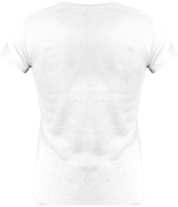 Tee shirt col v manches courtes femme dos White