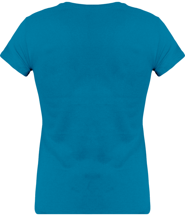 Tee shirt col v manches courtes femme dos Tropical Blue