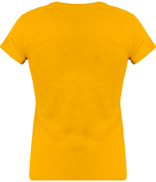 Tee shirt col v manches courtes femme dos Yellow