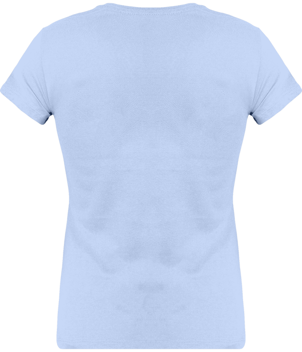 Tee shirt col v manches courtes femme dos Sky Blue