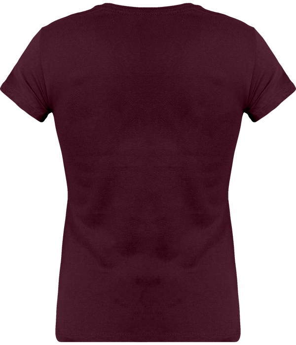 Tee shirt col v manches courtes femme dos Wine