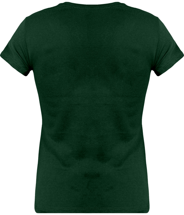 Tee shirt col v manches courtes femme dos Forest Green