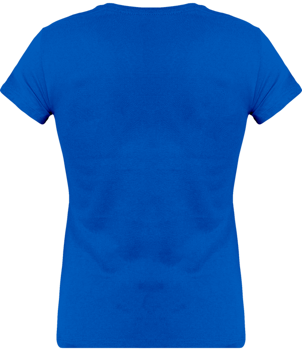 Tee shirt col v manches courtes femme dos Light Royal Blue