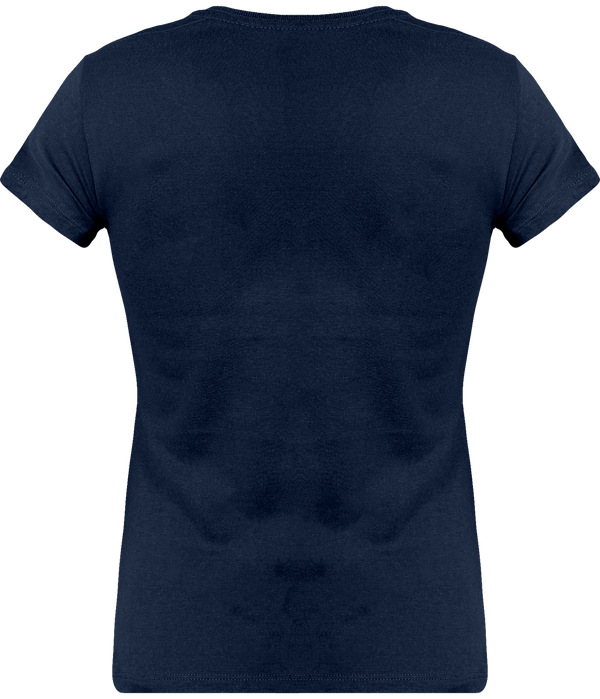 Tee shirt col v manches courtes femme dos Navy