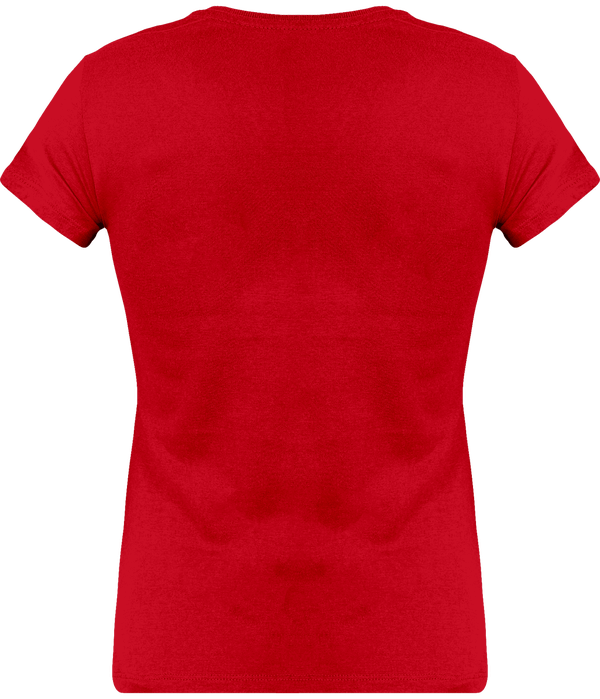 Tee shirt col v manches courtes femme dos Red