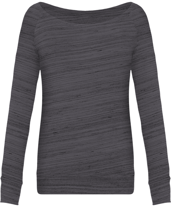 Sweatshirt femme triblend echancre plexus Dark Grey Marble