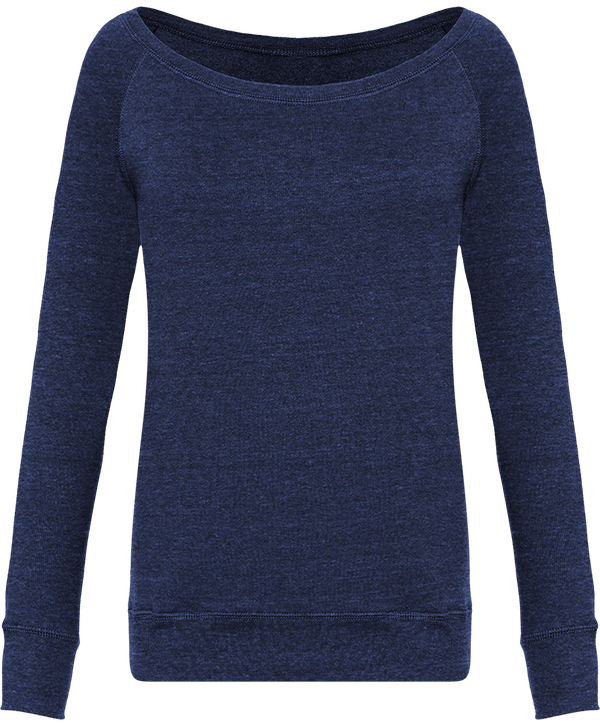 Sweatshirt femme triblend echancre plexus Navy Triblend