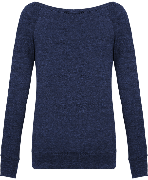 Sweatshirt femme triblend echancre dos Navy Triblend