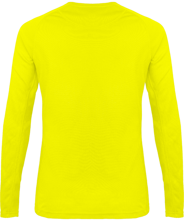 T shirt sport manches longues femme dos Fluorescent Yellow