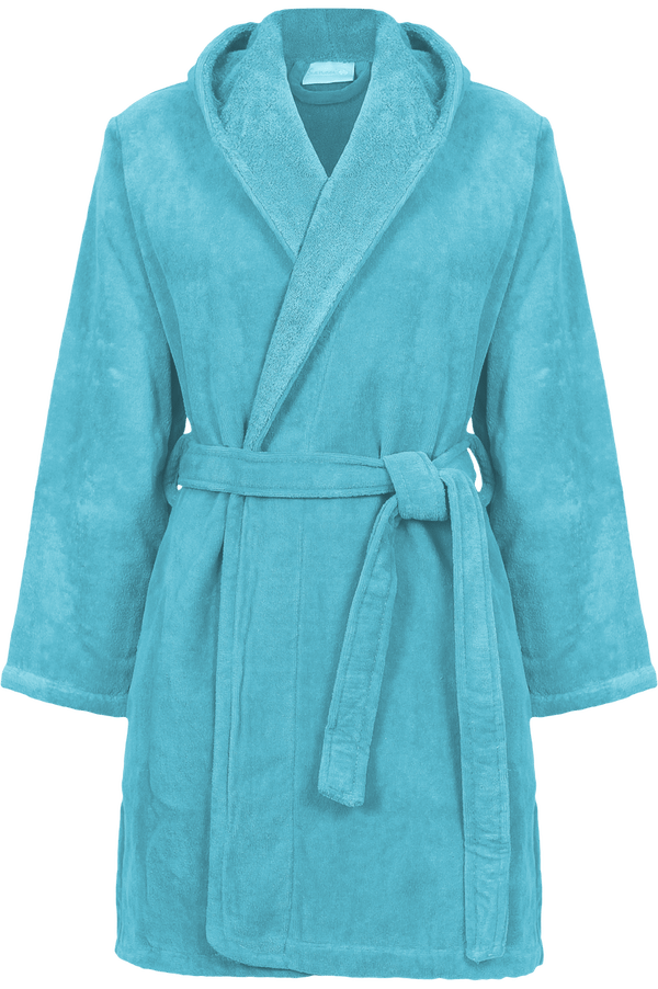 Peignoir velours a capuche constance face Bleu Turquoise