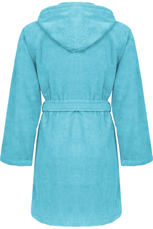 Peignoir velours a capuche constance dos Bleu Turquoise