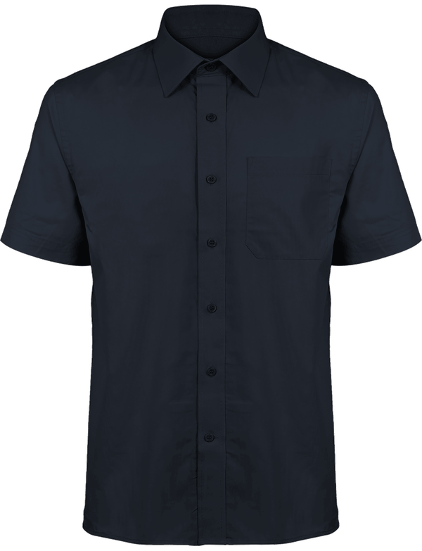 Chemise Popeline À Manches Courtes Navy