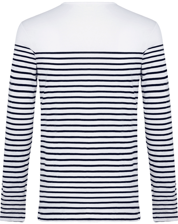 Mariniere homme manches longues dos Striped White / Navy