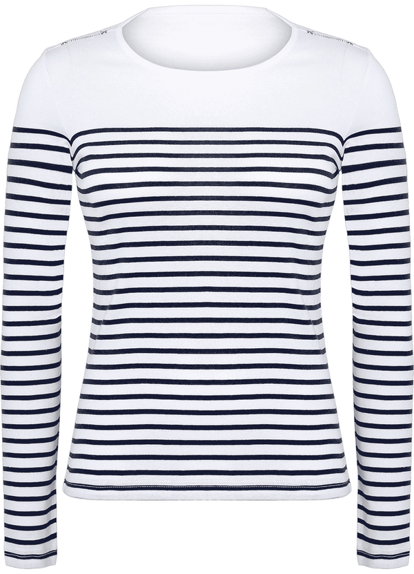 Baumwollmatrosenshirt Für Damen | Elegant & Trendig Striped White / Navy