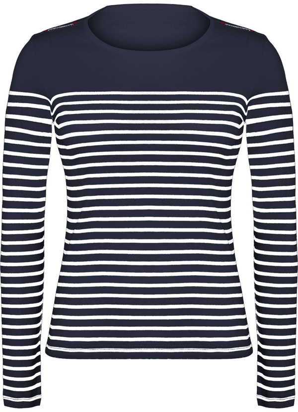 Mariniere femme manches longues face Striped Navy / White