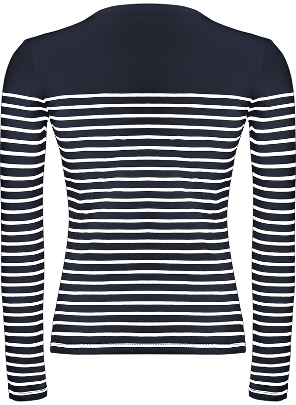 Mariniere femme manches longues dos Striped Navy / White