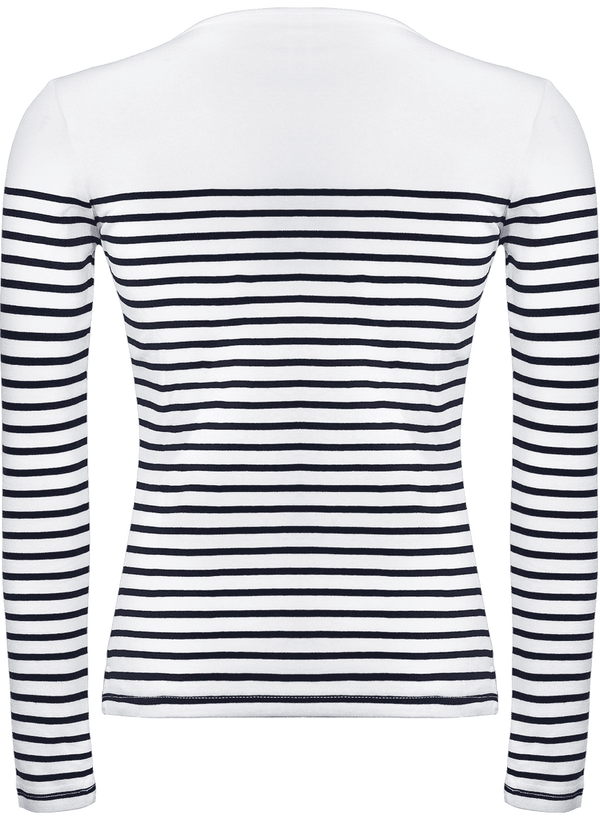 Mariniere femme manches longues dos Striped White / Navy