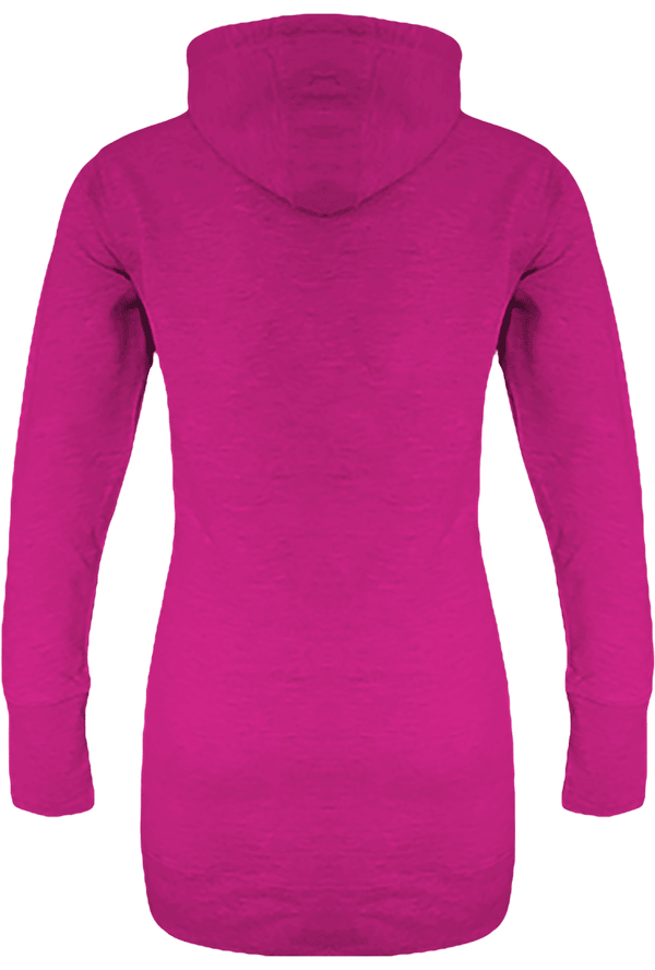 Sweat long a capuche femme dos Hot Pink