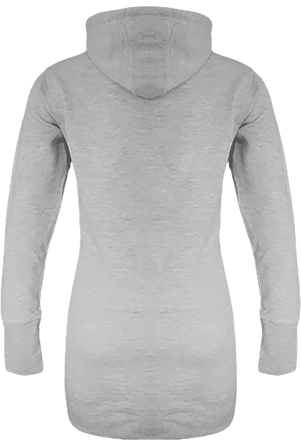 Sweat long a capuche femme dos Heather Grey