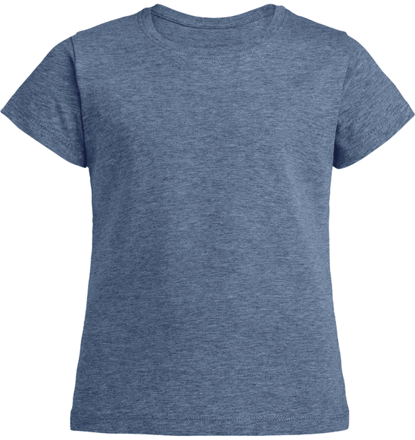 T shirt fille mini stella draws face Mid Heather Blue