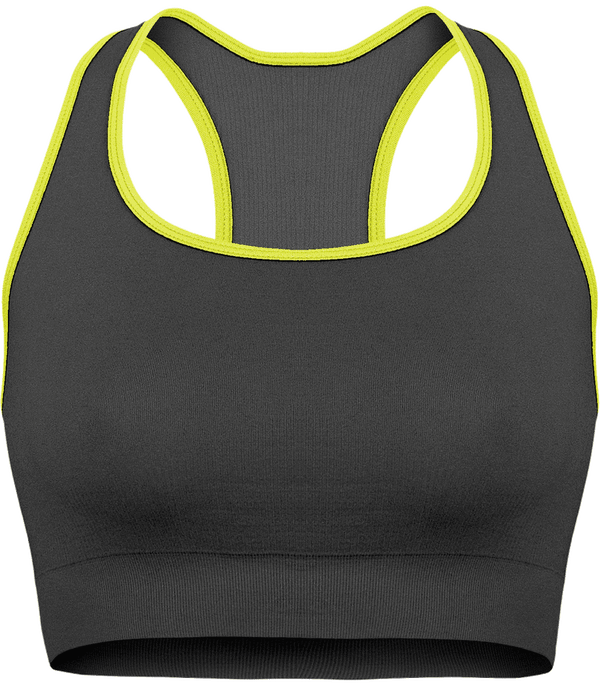 Brassière De Sport Imprimée | Sans Couture | Maintien Et Féminité  Storm Grey / Fluorescent Yellow