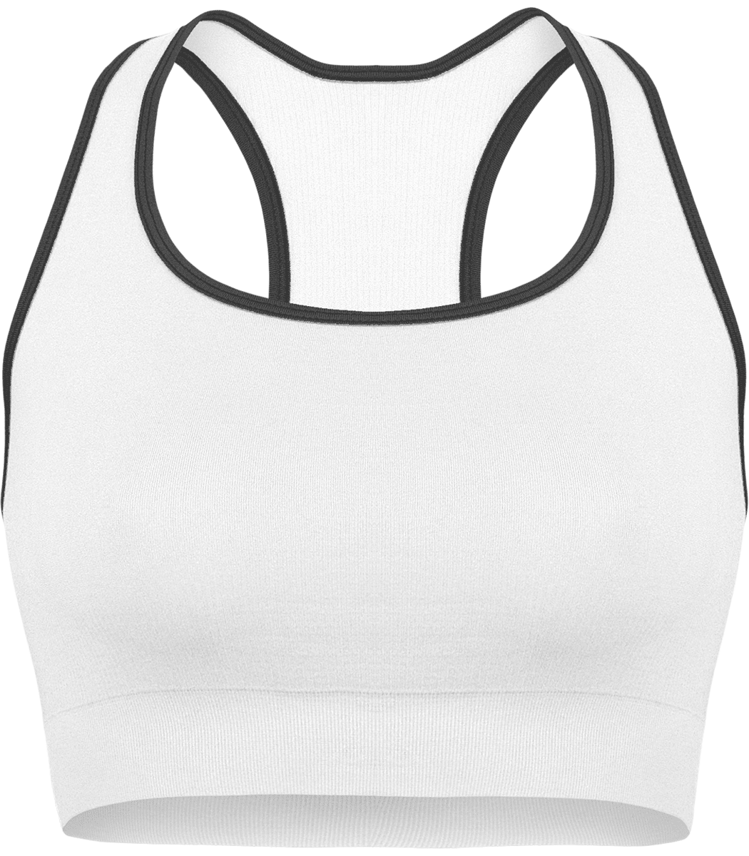 Printed Sports Bra | Seamless | Supportive And Feminine White / Storm Grey