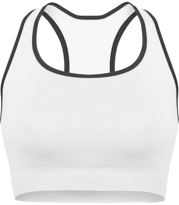 Printed Sports Bra | Seamless | Supportive And Feminine White / Storm Grey