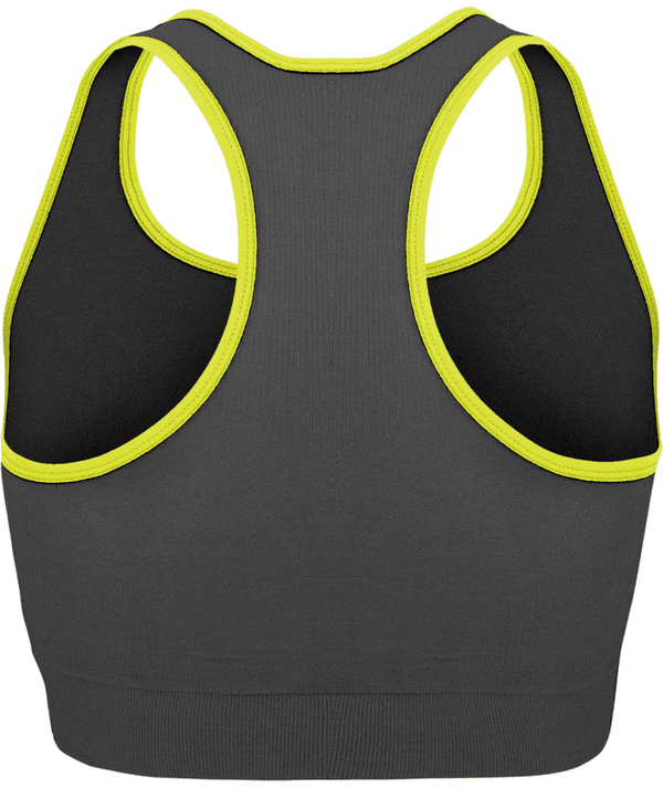 Brassiere sport sans couture dos Storm Grey / Fluorescent Yellow