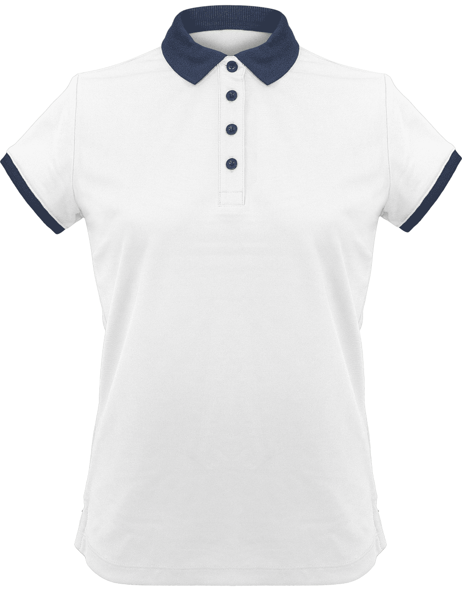 Women's Sports Polo | Feminine And Elegant White / Sporty Navy