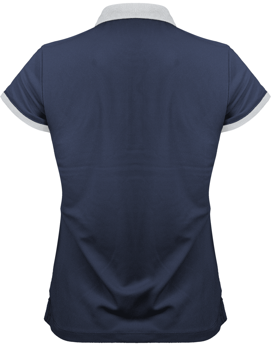 Polo pique performance femme dos Sporty Navy / White