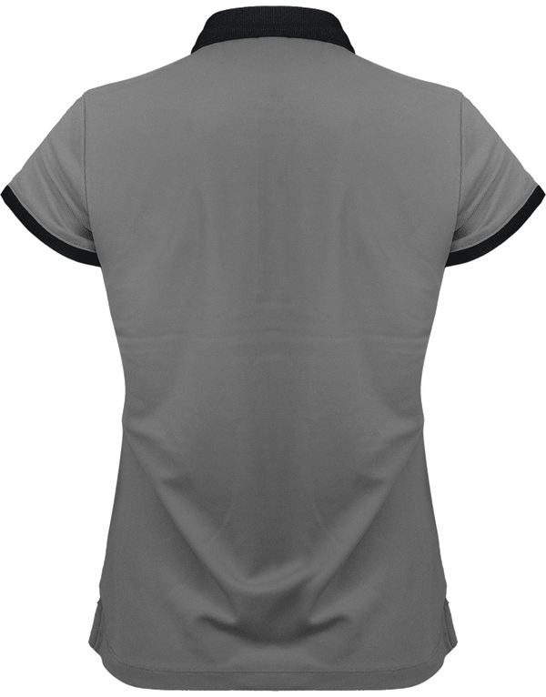 Polo pique performance femme dos Sporty Grey / Black
