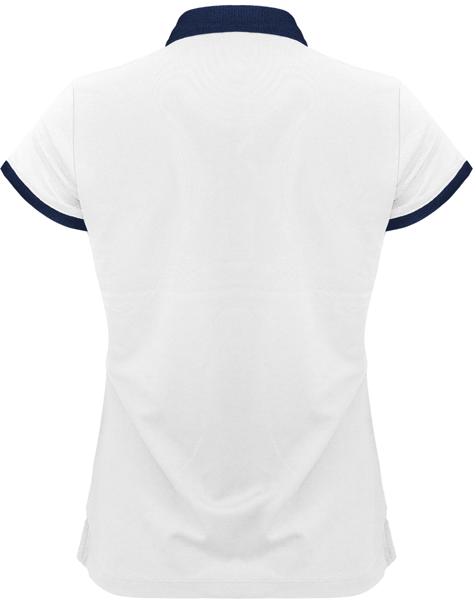 Polo pique performance femme dos White / Sporty Navy