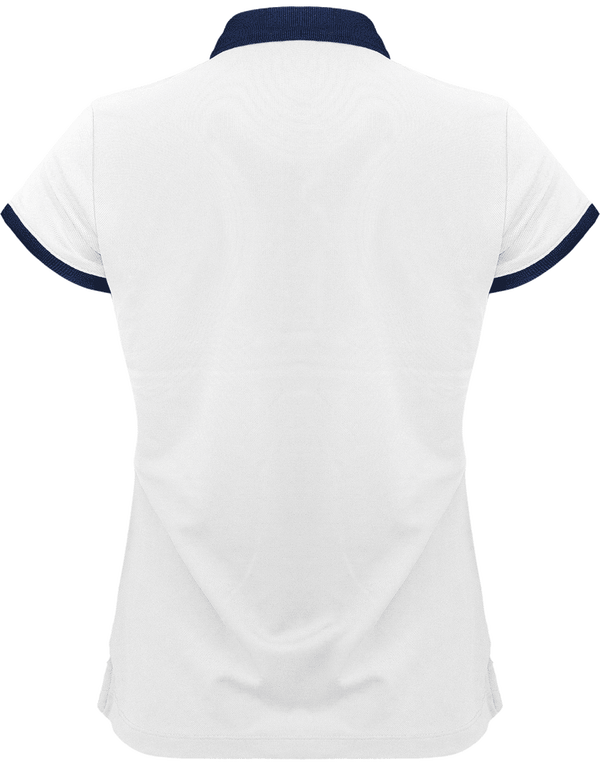 Polo pique performance femme dos White / Sporty Navy