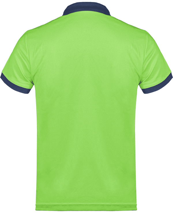 Polo pique performance homme dos Lime / Sporty Navy