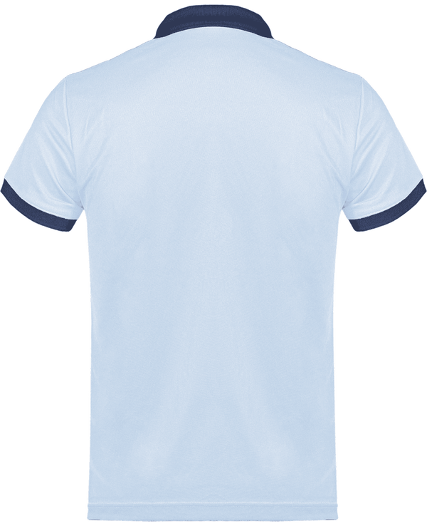 Polo pique performance homme dos Sky Blue / Sporty Navy