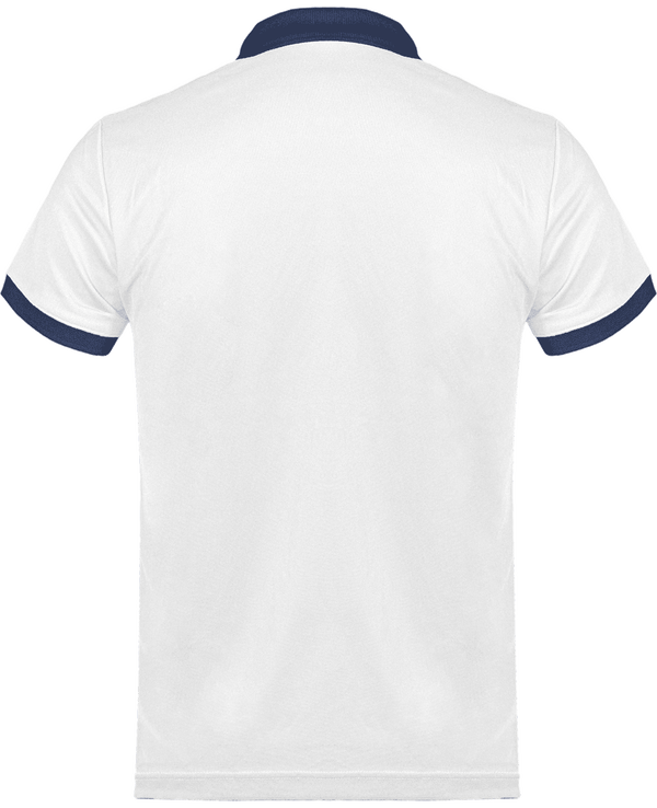 Polo pique performance homme dos White / Sporty Navy